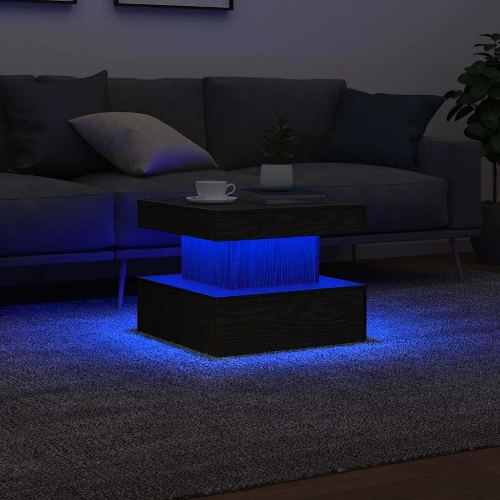 Salontafel met LED-verlichting 50x50x40 cm zwart eikenkleurig is nu te koop bij PeponiXL, paradijselijk wonen!