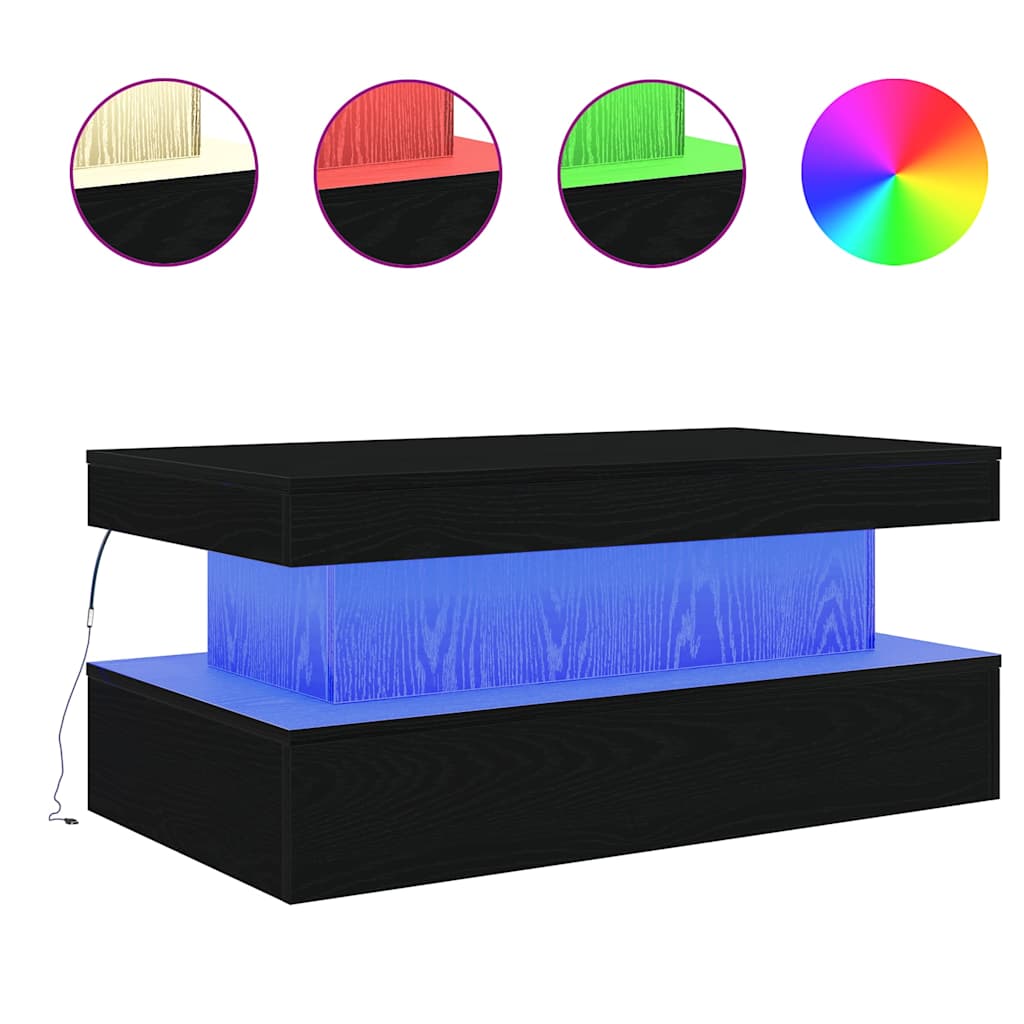 Salontafel met LED-verlichting 90x50x40 cm zwart eiken is nu te koop bij PeponiXL, paradijselijk wonen!