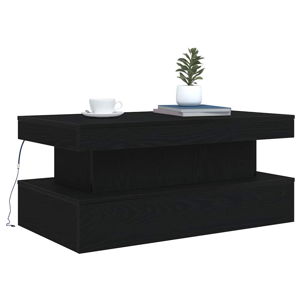 Salontafel met LED-verlichting 90x50x40 cm zwart eiken is nu te koop bij PeponiXL, paradijselijk wonen!