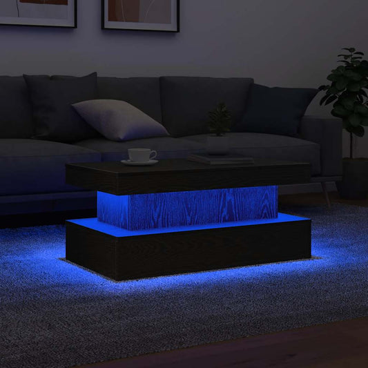 Salontafel met LED-verlichting 90x50x40 cm zwart eiken is nu te koop bij PeponiXL, paradijselijk wonen!