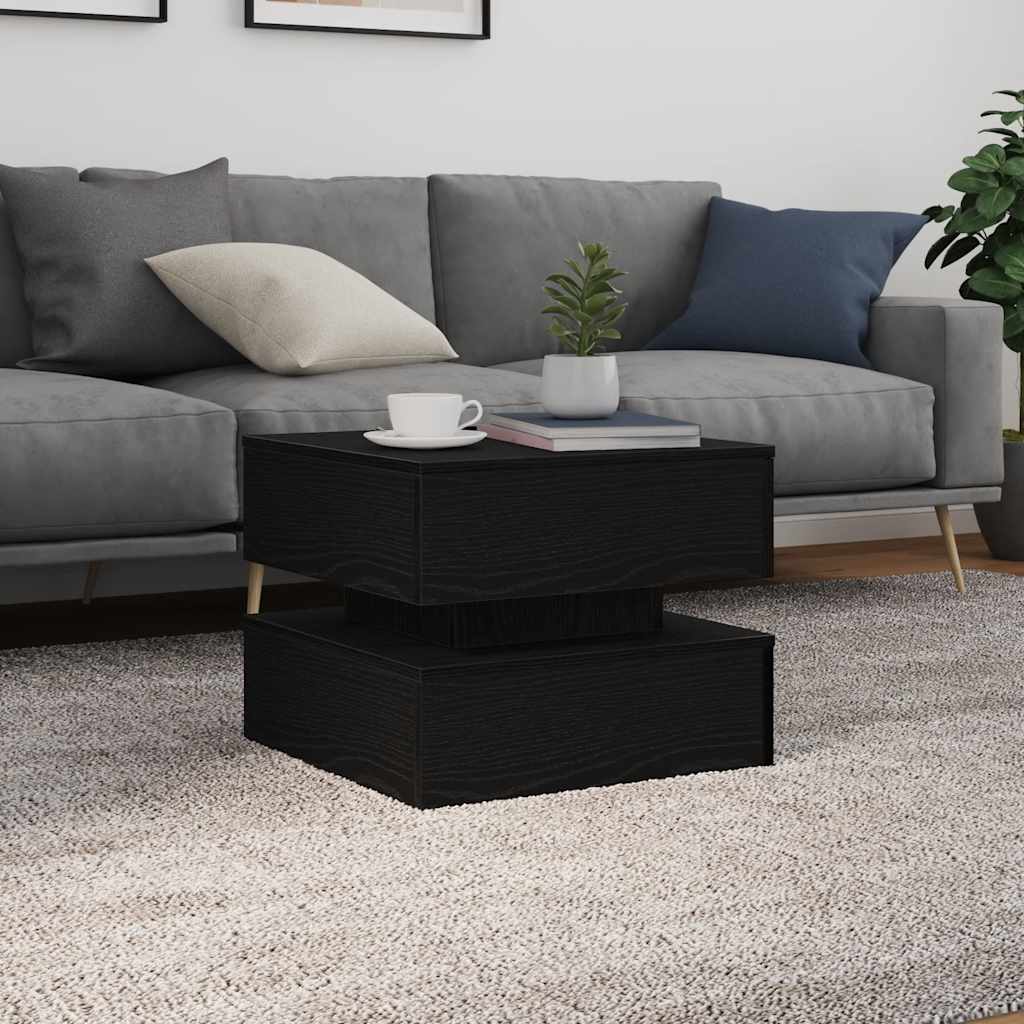 Salontafel met LED-verlichting 50x50x40 cm zwart eikenkleurig is nu te koop bij PeponiXL, paradijselijk wonen!