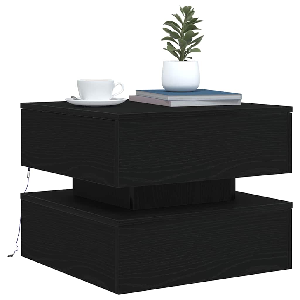 Salontafel met LED-verlichting 50x50x40 cm zwart eikenkleurig is nu te koop bij PeponiXL, paradijselijk wonen!