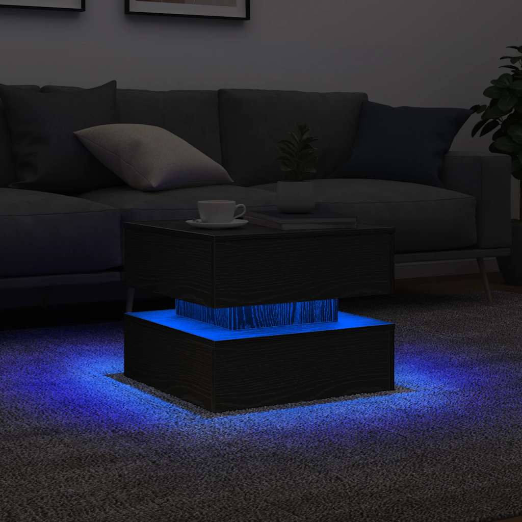 Salontafel met LED-verlichting 50x50x40 cm zwart eikenkleurig is nu te koop bij PeponiXL, paradijselijk wonen!