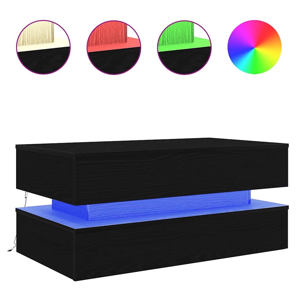 Salontafel met LED-verlichting 90x50x40 cm zwart eiken is nu te koop bij PeponiXL, paradijselijk wonen!