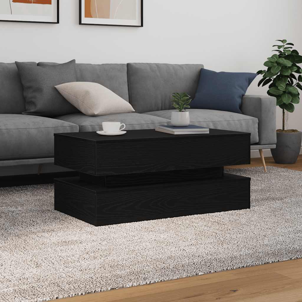 Salontafel met LED-verlichting 90x50x40 cm zwart eiken is nu te koop bij PeponiXL, paradijselijk wonen!