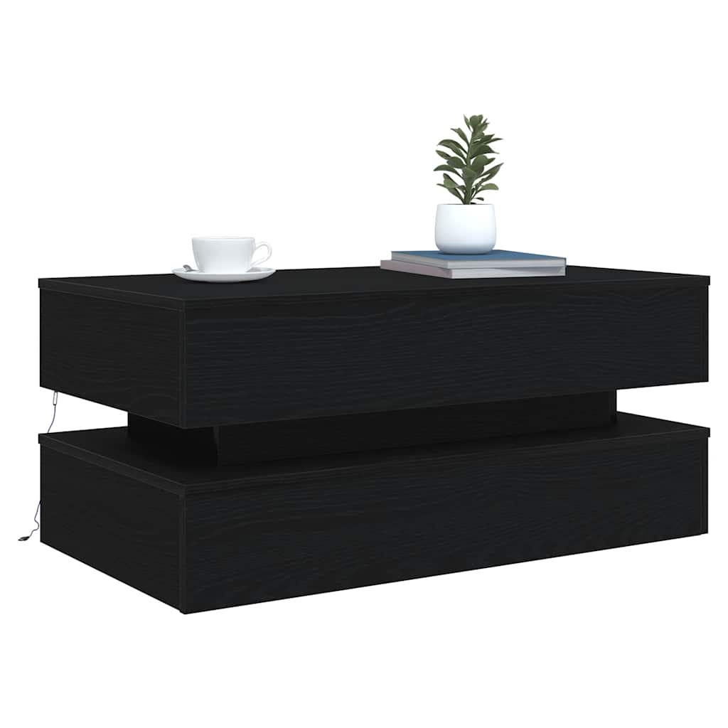 Salontafel met LED-verlichting 90x50x40 cm zwart eiken is nu te koop bij PeponiXL, paradijselijk wonen!