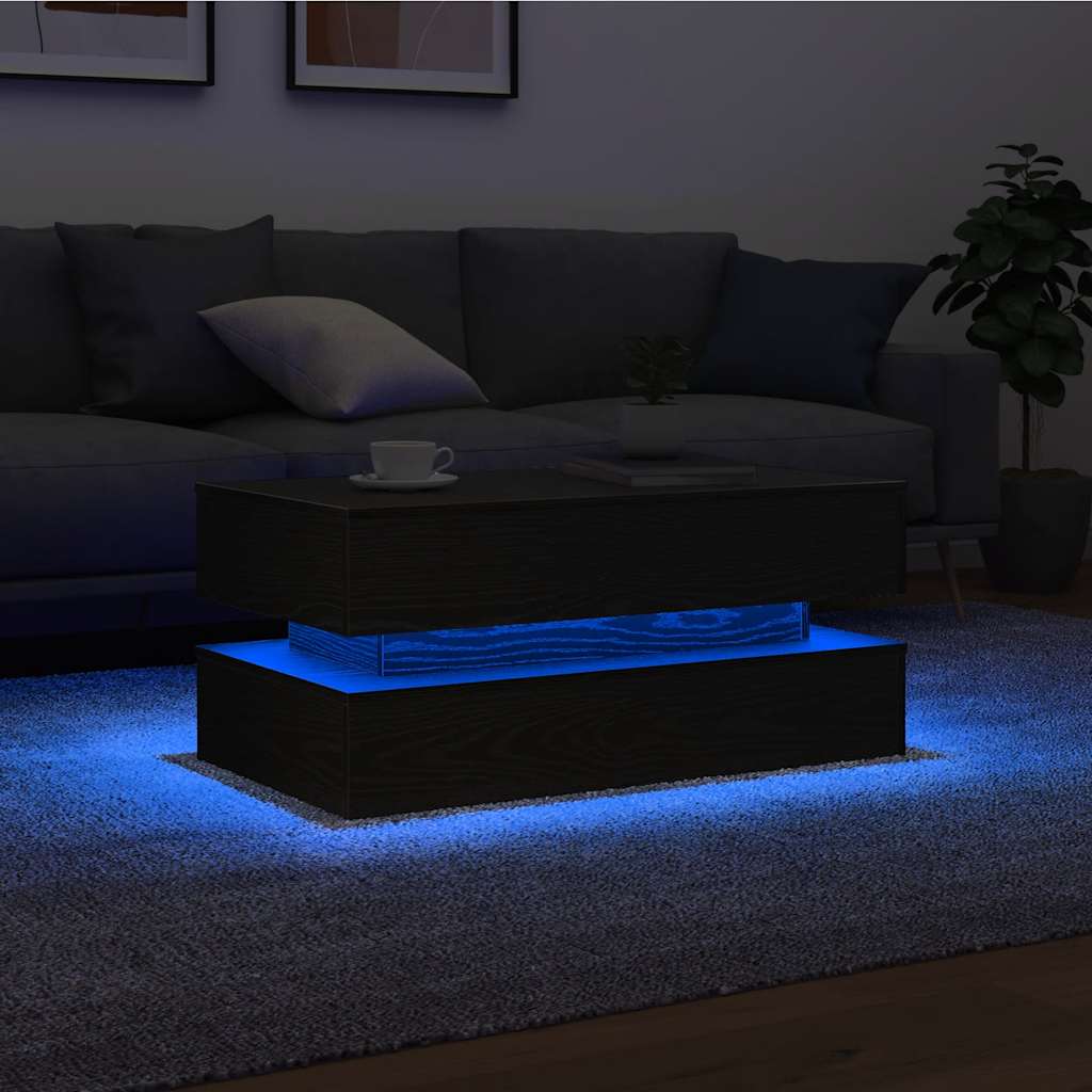 Salontafel met LED-verlichting 90x50x40 cm zwart eiken is nu te koop bij PeponiXL, paradijselijk wonen!
