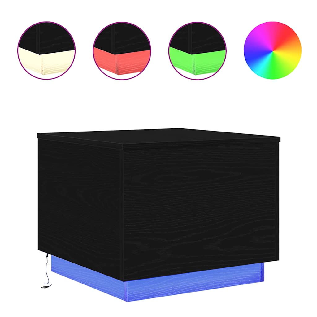 Salontafel met LED-verlichting 50x50x40 cm zwart eikenkleurig is nu te koop bij PeponiXL, paradijselijk wonen!