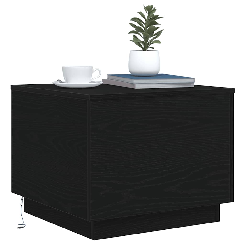Salontafel met LED-verlichting 50x50x40 cm zwart eikenkleurig is nu te koop bij PeponiXL, paradijselijk wonen!