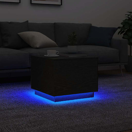 Salontafel met LED-verlichting 50x50x40 cm zwart eikenkleurig is nu te koop bij PeponiXL, paradijselijk wonen!