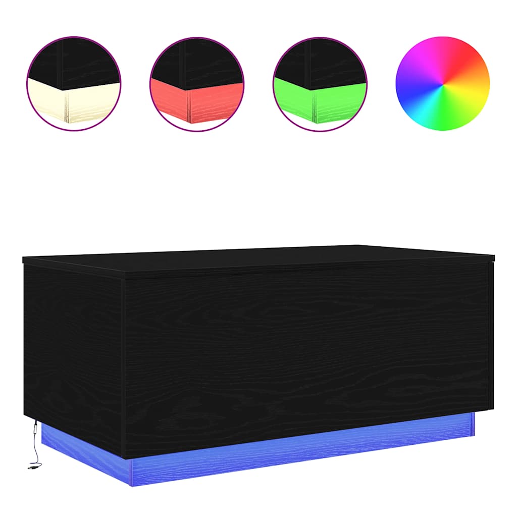 Salontafel met LED-verlichting 90x50x40 cm zwart eiken is nu te koop bij PeponiXL, paradijselijk wonen!