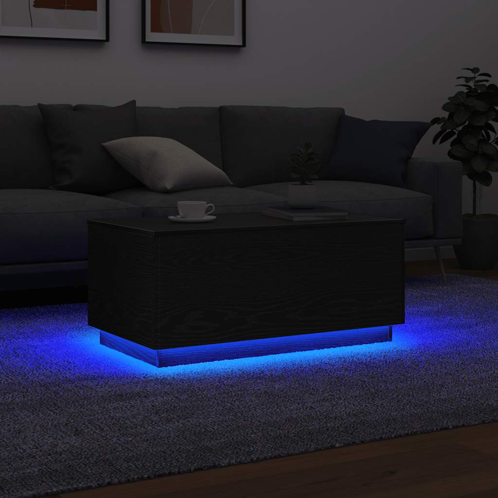 Salontafel met LED-verlichting 90x50x40 cm zwart eiken is nu te koop bij PeponiXL, paradijselijk wonen!