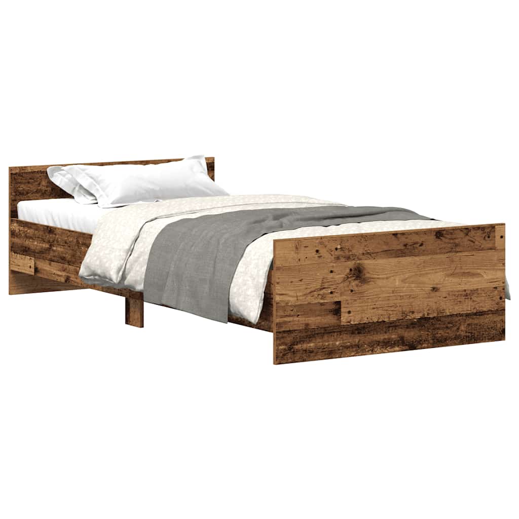 Bedframe zonder matras 75x190 cm spaanplaat oud hout is nu te koop bij PeponiXL, paradijselijk wonen!