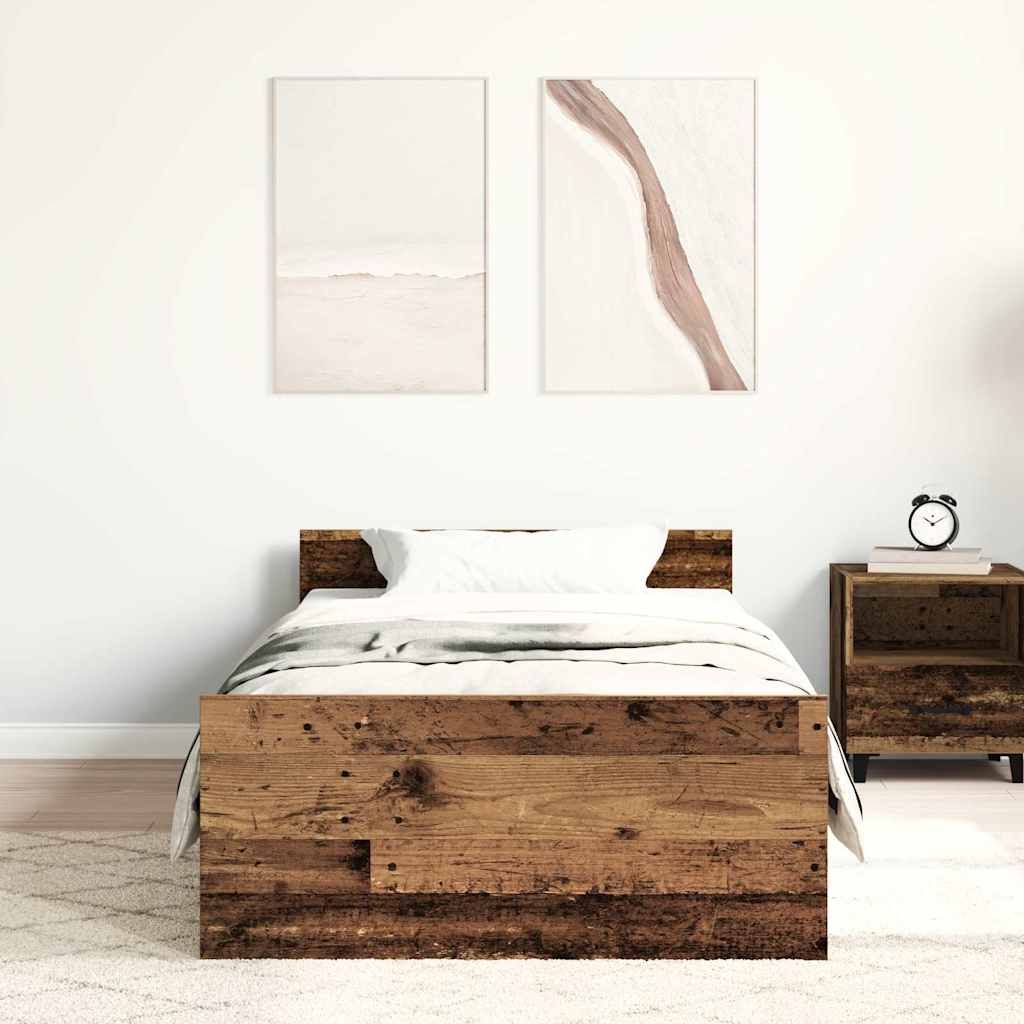 Bedframe zonder matras 75x190 cm spaanplaat oud hout is nu te koop bij PeponiXL, paradijselijk wonen!