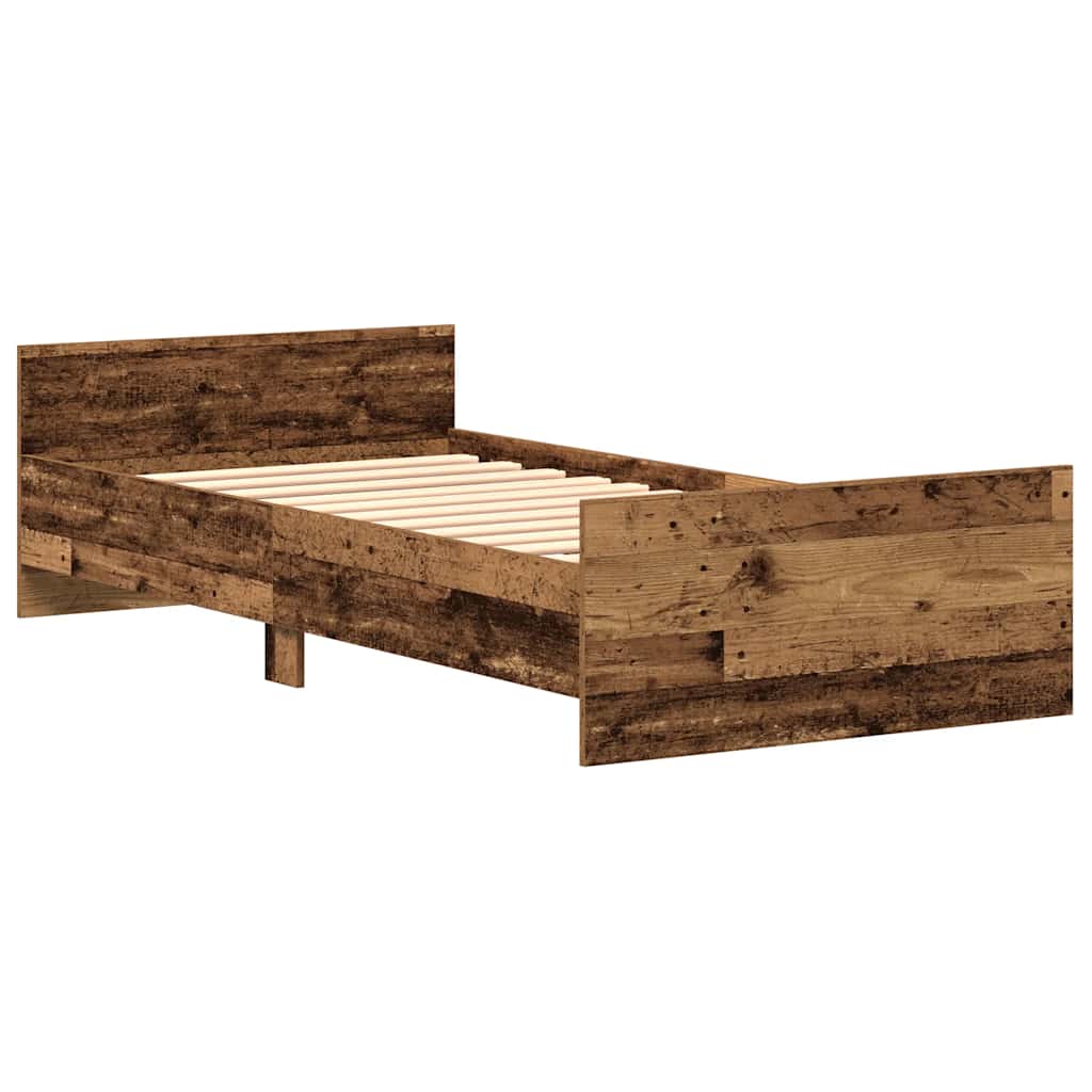 Bedframe zonder matras 75x190 cm spaanplaat oud hout is nu te koop bij PeponiXL, paradijselijk wonen!