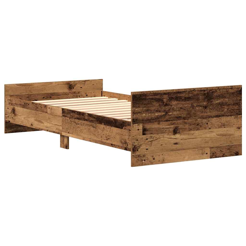 Bedframe zonder matras 75x190 cm spaanplaat oud hout is nu te koop bij PeponiXL, paradijselijk wonen!
