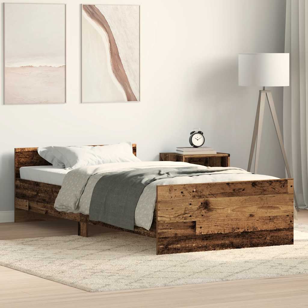 Bedframe zonder matras 75x190 cm spaanplaat oud hout is nu te koop bij PeponiXL, paradijselijk wonen!