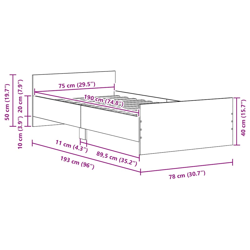 Bedframe zonder matras 75x190 cm spaanplaat ambachtelijk is nu te koop bij PeponiXL, paradijselijk wonen!