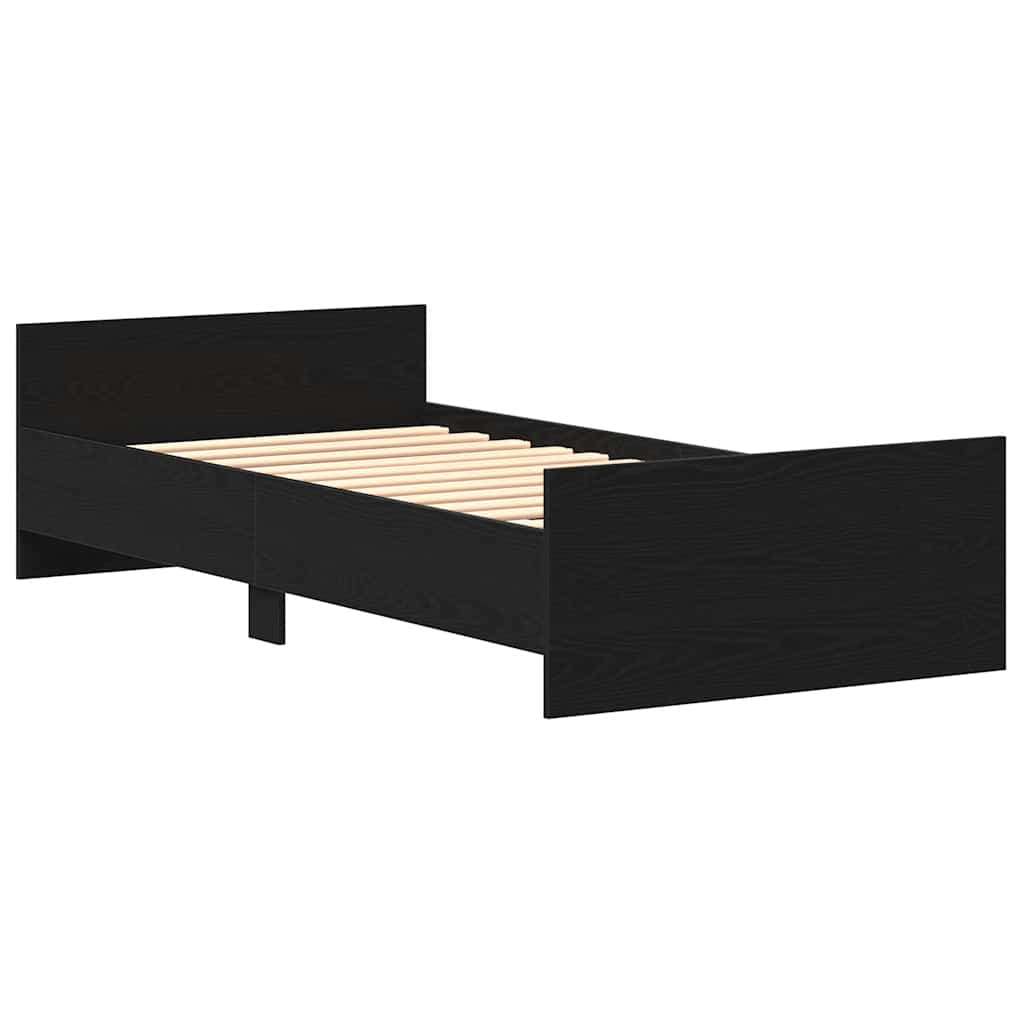Bedframe zonder matras 75x190 cm spaanplaat zwart eikenkleurig is nu te koop bij PeponiXL, paradijselijk wonen!