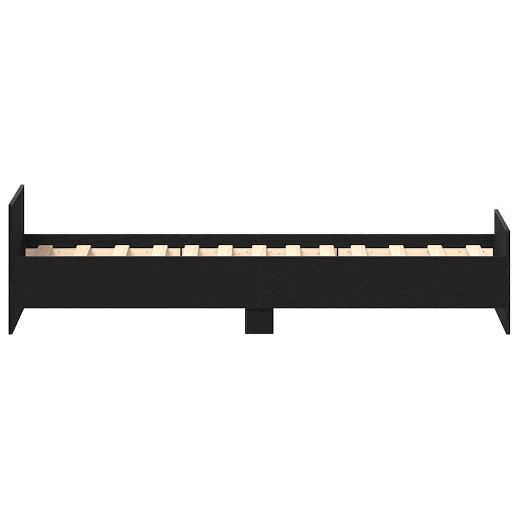 Bedframe zonder matras 75x190 cm spaanplaat zwart eikenkleurig is nu te koop bij PeponiXL, paradijselijk wonen!