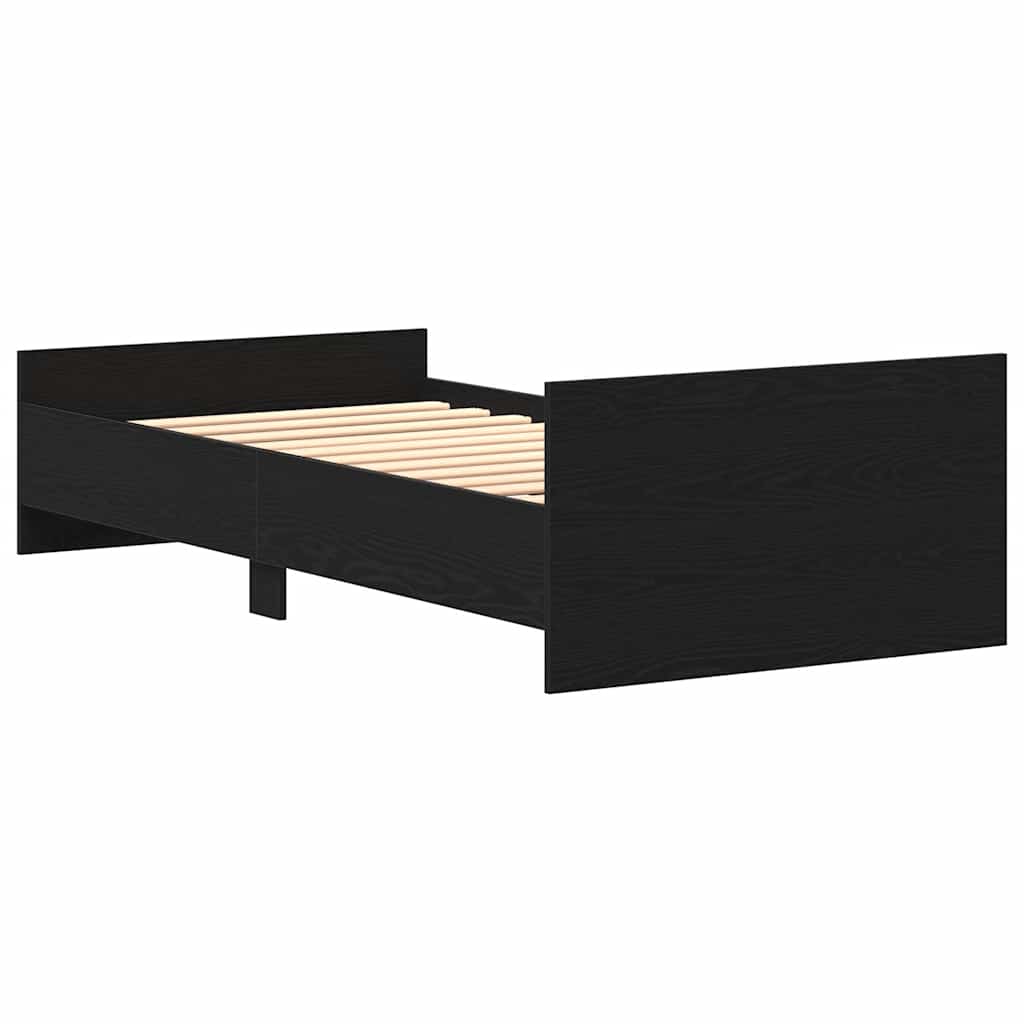 Bedframe zonder matras 100x200 cm spaanplaat zwart eikenkleurig is nu te koop bij PeponiXL, paradijselijk wonen!
