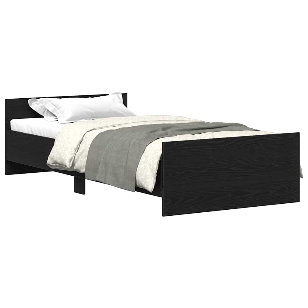 Bedframe zonder matras 90x190 cm spaanplaat zwart eikenkleurig is nu te koop bij PeponiXL, paradijselijk wonen!