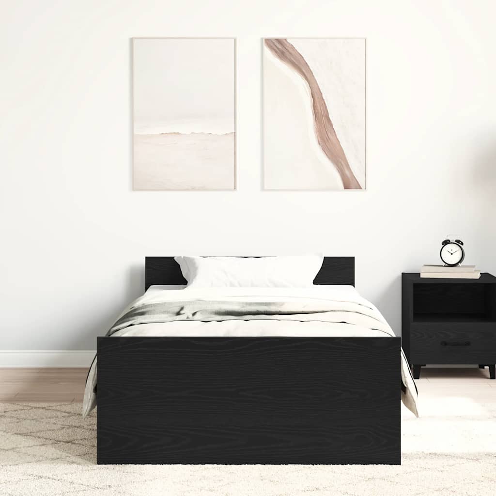 Bedframe zonder matras 90x190 cm spaanplaat zwart eikenkleurig is nu te koop bij PeponiXL, paradijselijk wonen!