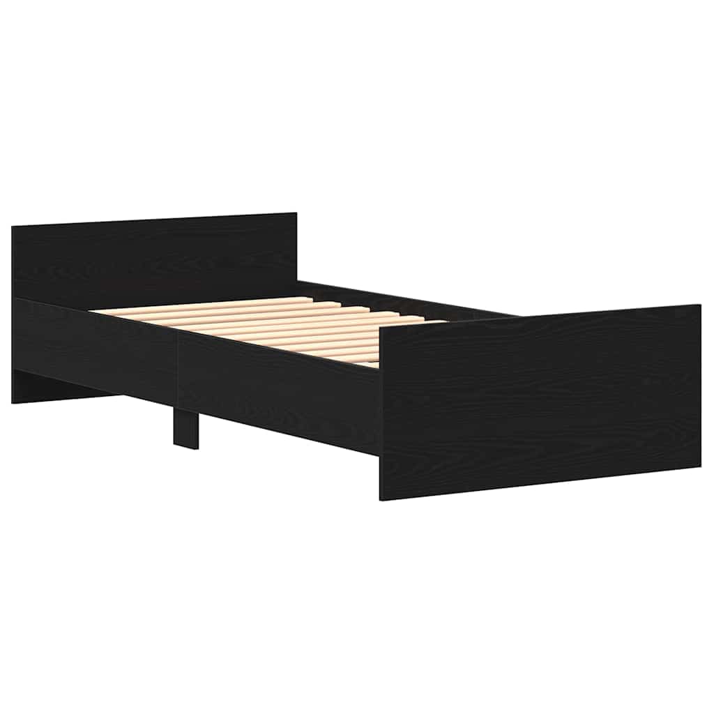 Bedframe zonder matras 90x190 cm spaanplaat zwart eikenkleurig is nu te koop bij PeponiXL, paradijselijk wonen!