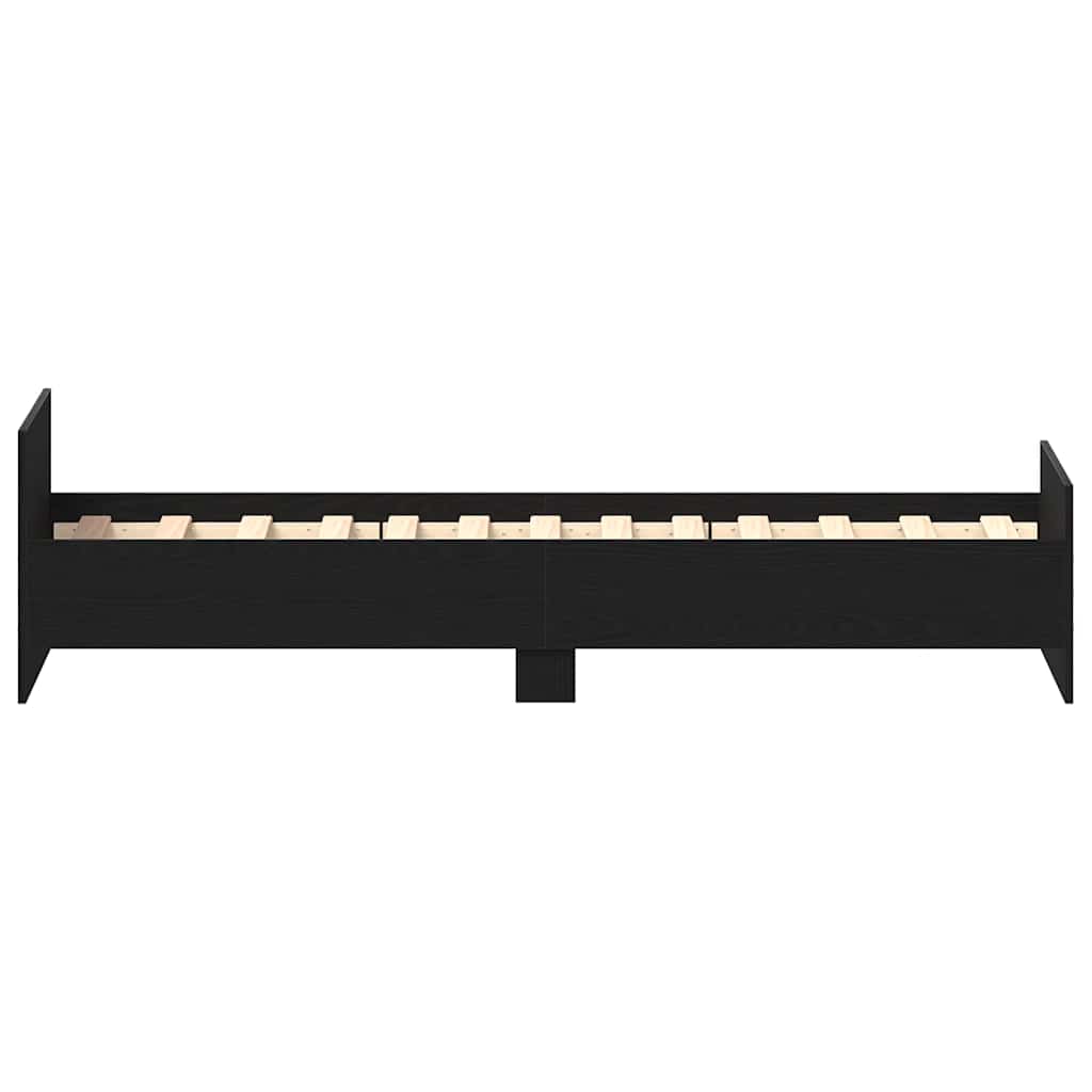 Bedframe zonder matras 90x190 cm spaanplaat zwart eikenkleurig is nu te koop bij PeponiXL, paradijselijk wonen!