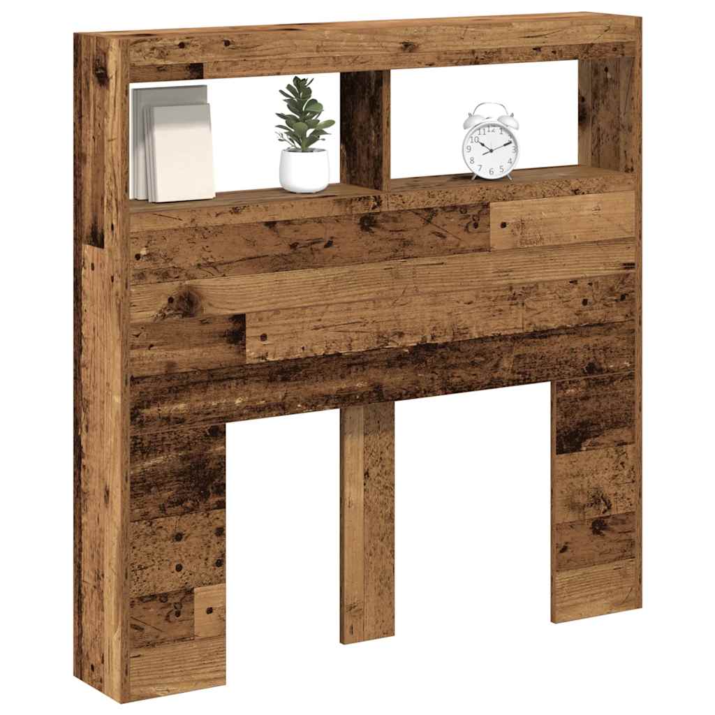 Hoofdbordkast met LED 100x17x102 cm oud hout is nu te koop bij PeponiXL, paradijselijk wonen!