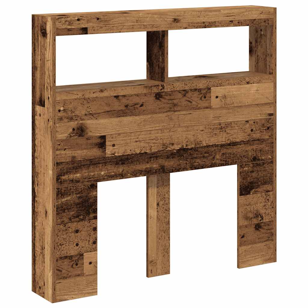 Hoofdbordkast met LED 100x17x102 cm oud hout is nu te koop bij PeponiXL, paradijselijk wonen!