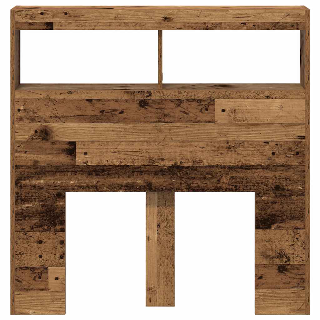 Hoofdbordkast met LED 100x17x102 cm oud hout is nu te koop bij PeponiXL, paradijselijk wonen!