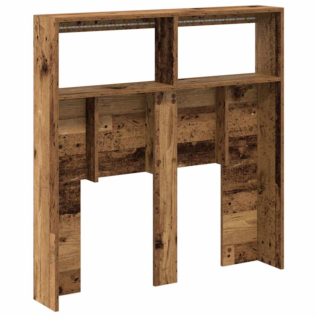 Hoofdbordkast met LED 100x17x102 cm oud hout is nu te koop bij PeponiXL, paradijselijk wonen!