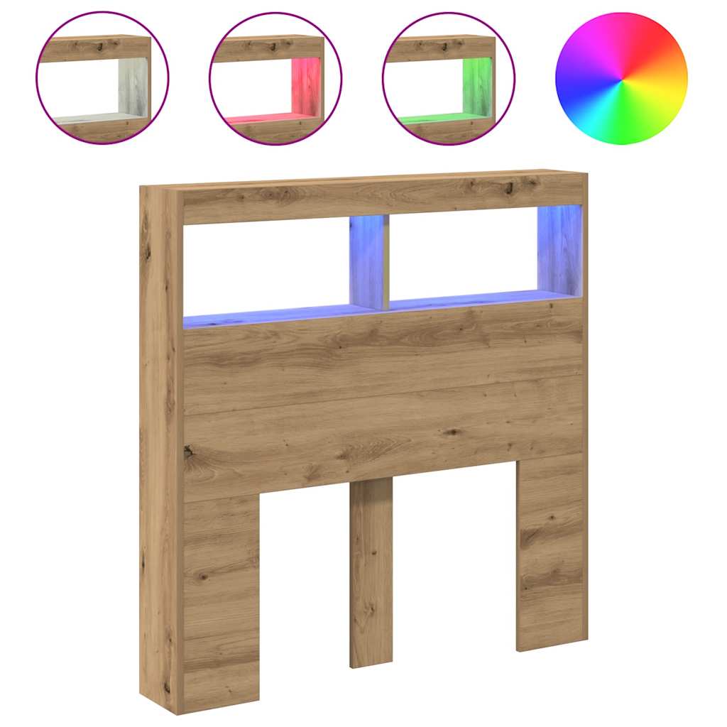 Hoofdbordkast met LED 100x17x102 cm artisan eikenkleurig is nu te koop bij PeponiXL, paradijselijk wonen!