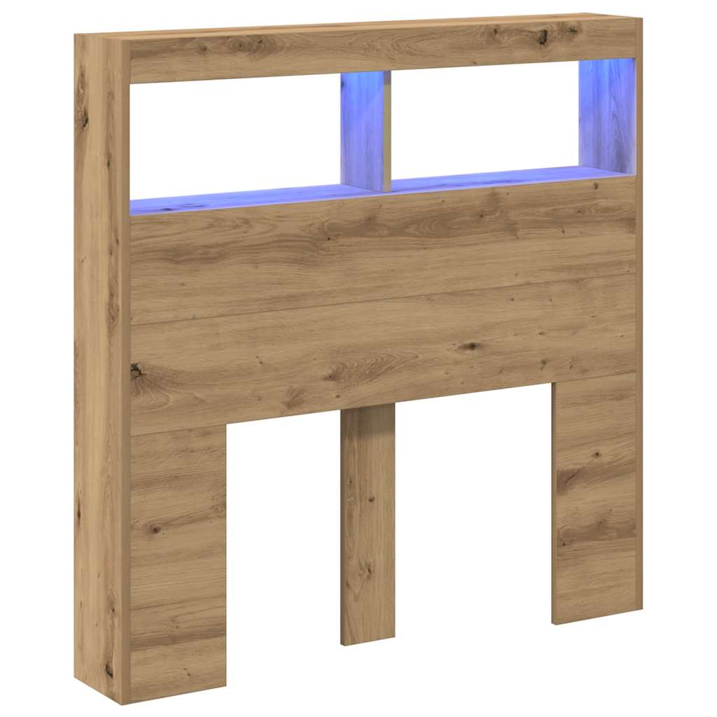 Hoofdbordkast met LED 100x17x102 cm artisan eikenkleurig is nu te koop bij PeponiXL, paradijselijk wonen!
