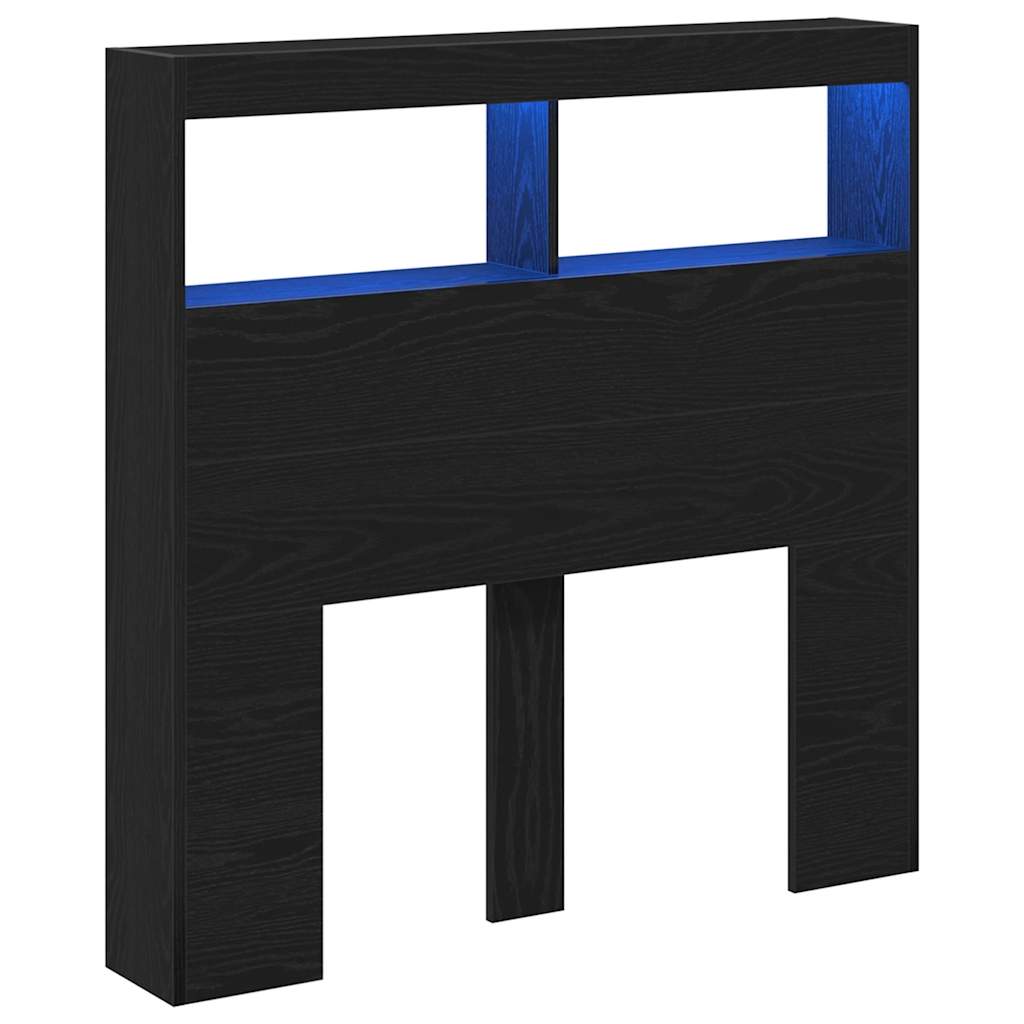 Hoofdbordkast met LED 100x17x102 cm zwart eikenkleurig is nu te koop bij PeponiXL, paradijselijk wonen!