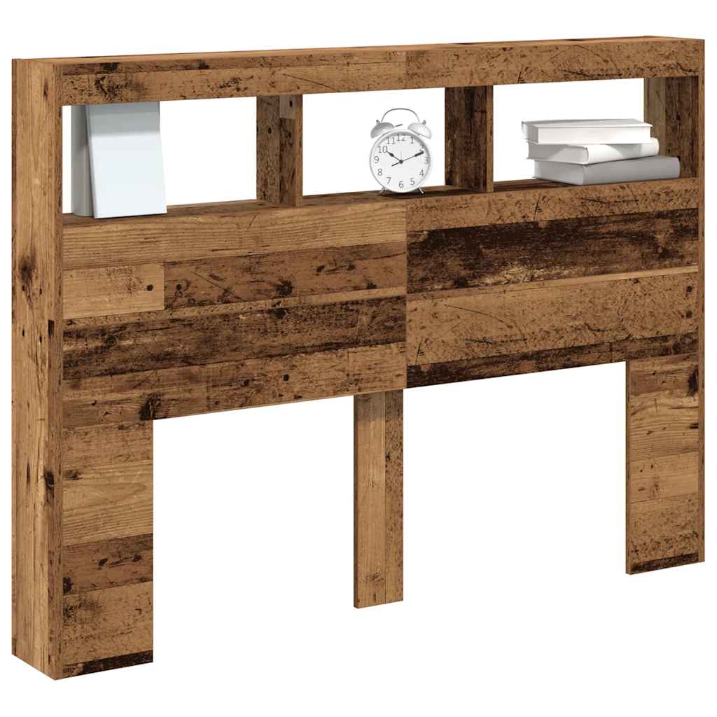 Hoofdbordkast met LED 140x17x102 cm oud hout is nu te koop bij PeponiXL, paradijselijk wonen!