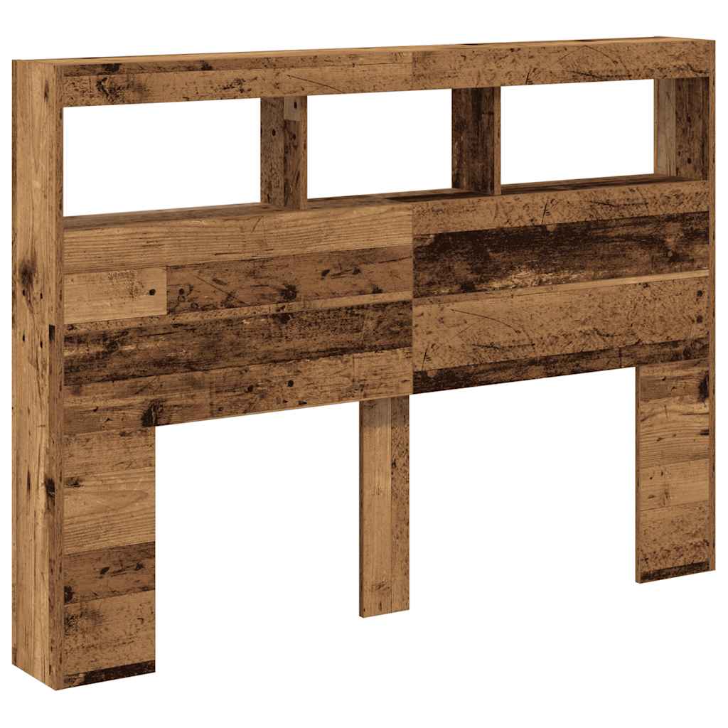 Hoofdbordkast met LED 140x17x102 cm oud hout is nu te koop bij PeponiXL, paradijselijk wonen!