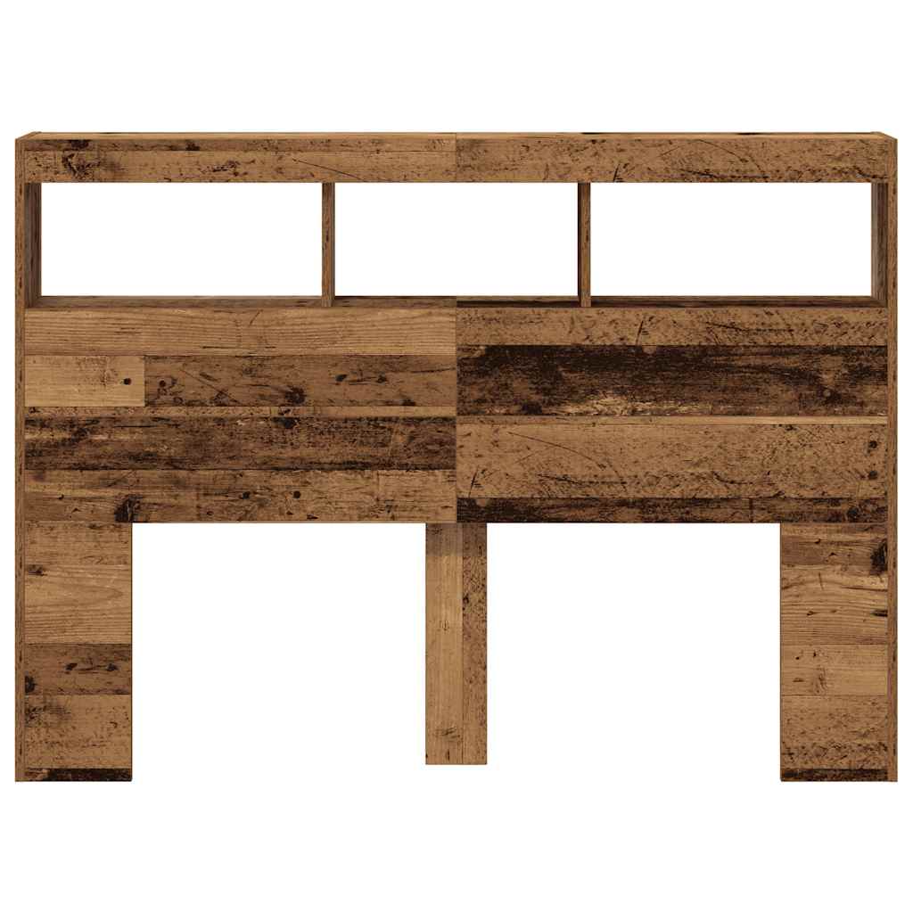 Hoofdbordkast met LED 140x17x102 cm oud hout is nu te koop bij PeponiXL, paradijselijk wonen!