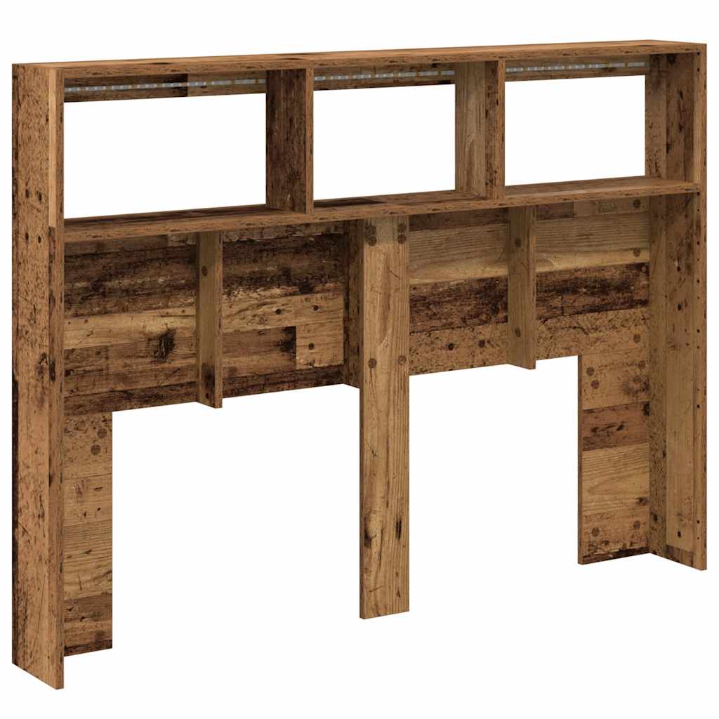 Hoofdbordkast met LED 140x17x102 cm oud hout is nu te koop bij PeponiXL, paradijselijk wonen!