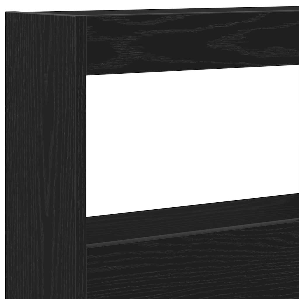 Hoofdbordkast met LED 140x17x102 cm zwart eikenkleurig is nu te koop bij PeponiXL, paradijselijk wonen!