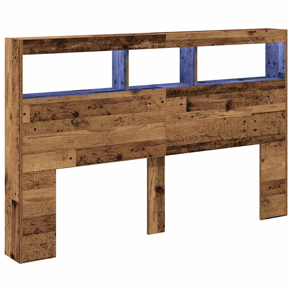 Hoofdbordkast met LED 160x17x102 cm oud hout is nu te koop bij PeponiXL, paradijselijk wonen!