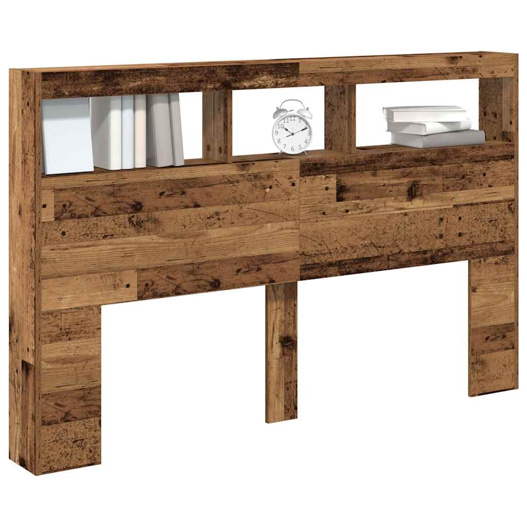 Hoofdbordkast met LED 160x17x102 cm oud hout is nu te koop bij PeponiXL, paradijselijk wonen!