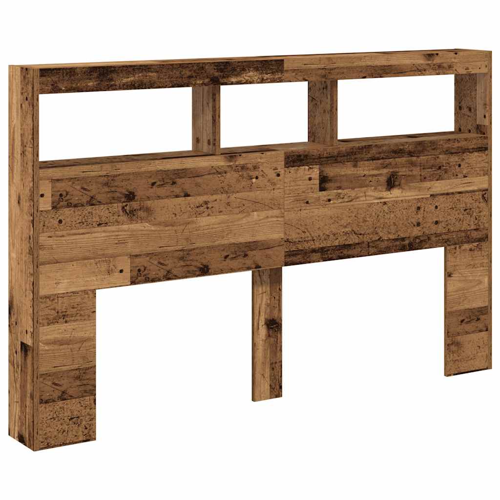 Hoofdbordkast met LED 160x17x102 cm oud hout is nu te koop bij PeponiXL, paradijselijk wonen!