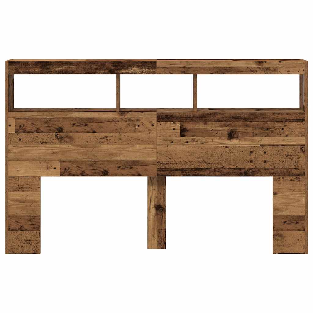 Hoofdbordkast met LED 160x17x102 cm oud hout is nu te koop bij PeponiXL, paradijselijk wonen!
