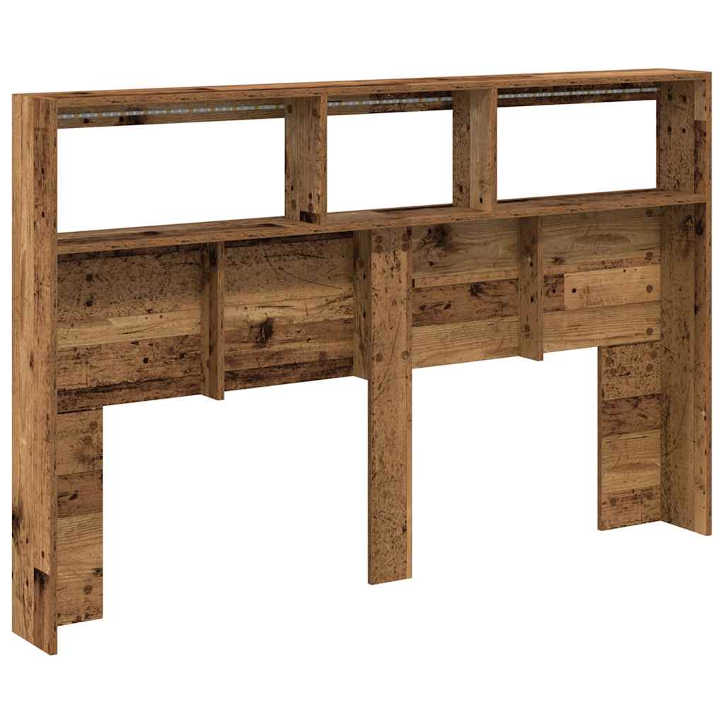 Hoofdbordkast met LED 160x17x102 cm oud hout is nu te koop bij PeponiXL, paradijselijk wonen!