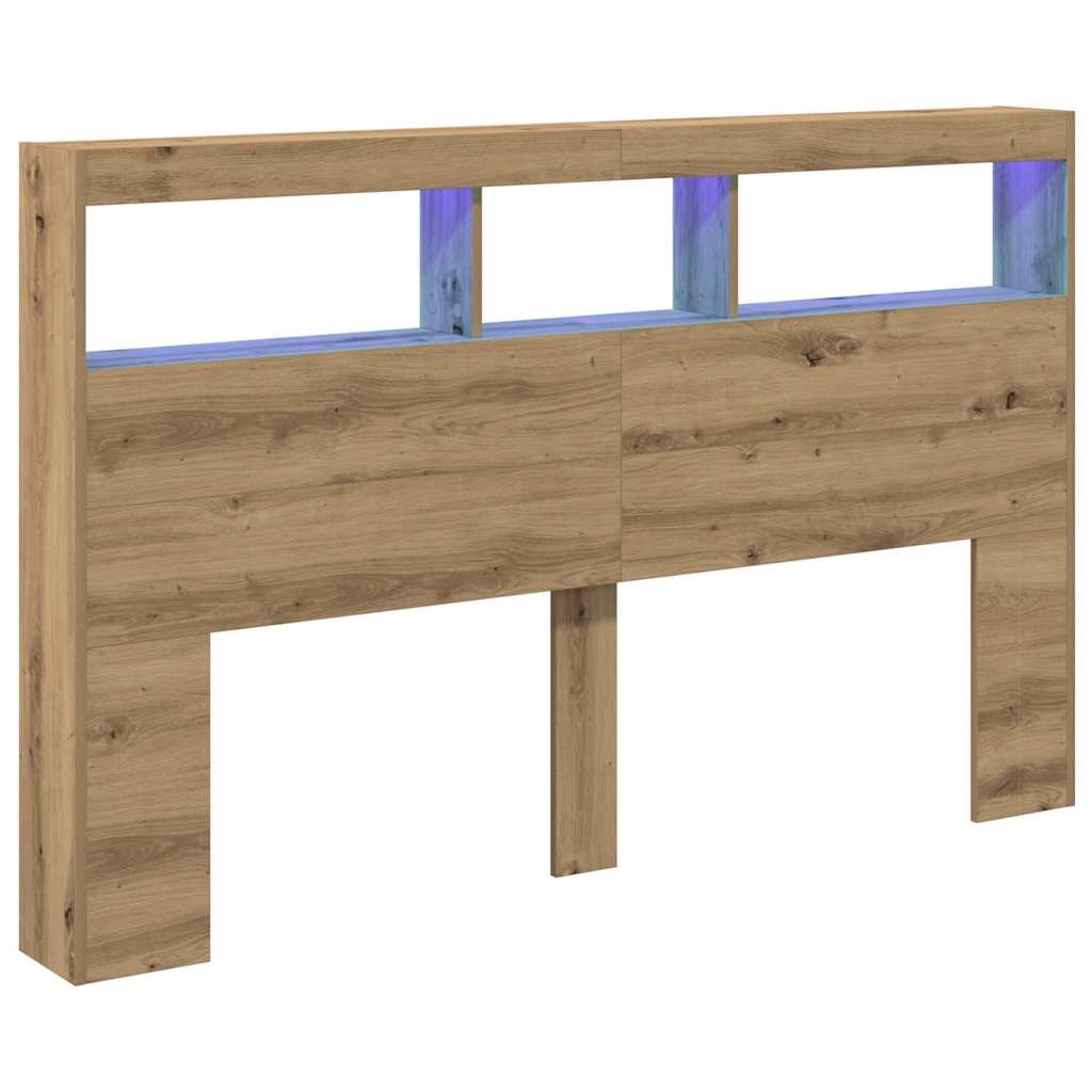 Hoofdbordkast met LED artisan 160x17x102 cm eikenkleurig is nu te koop bij PeponiXL, paradijselijk wonen!