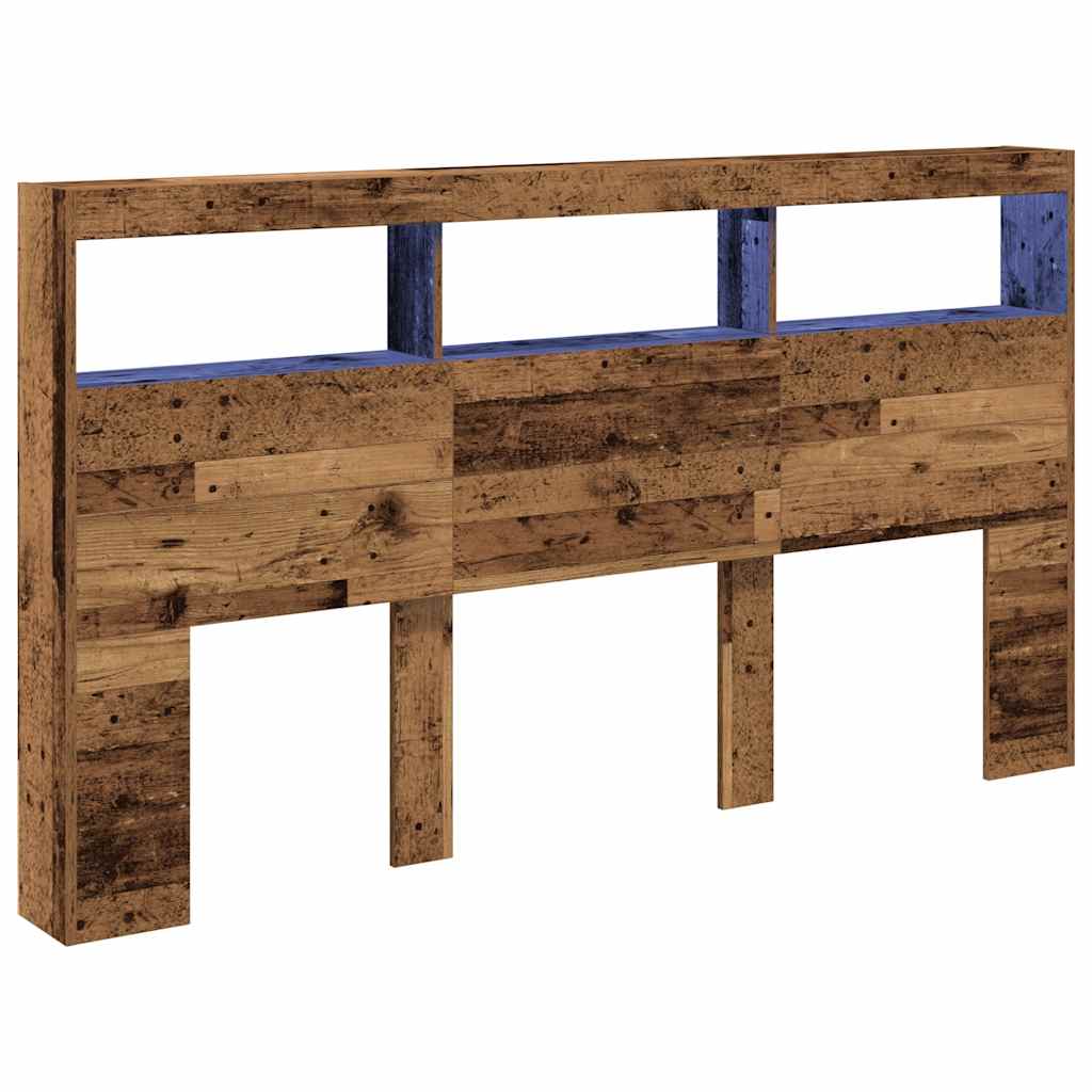 Hoofdbordkast met LED 180x17x102 cm oud hout is nu te koop bij PeponiXL, paradijselijk wonen!