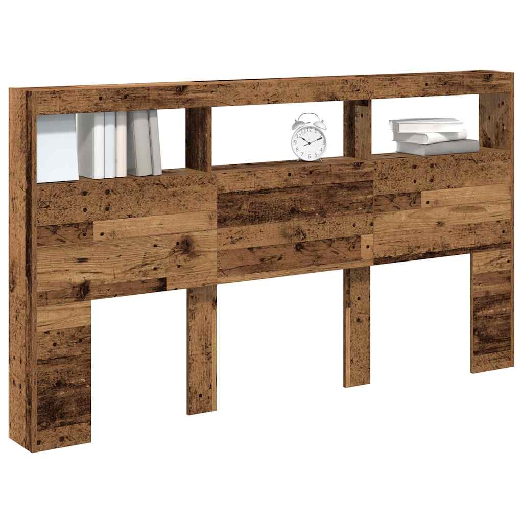 Hoofdbordkast met LED 180x17x102 cm oud hout is nu te koop bij PeponiXL, paradijselijk wonen!