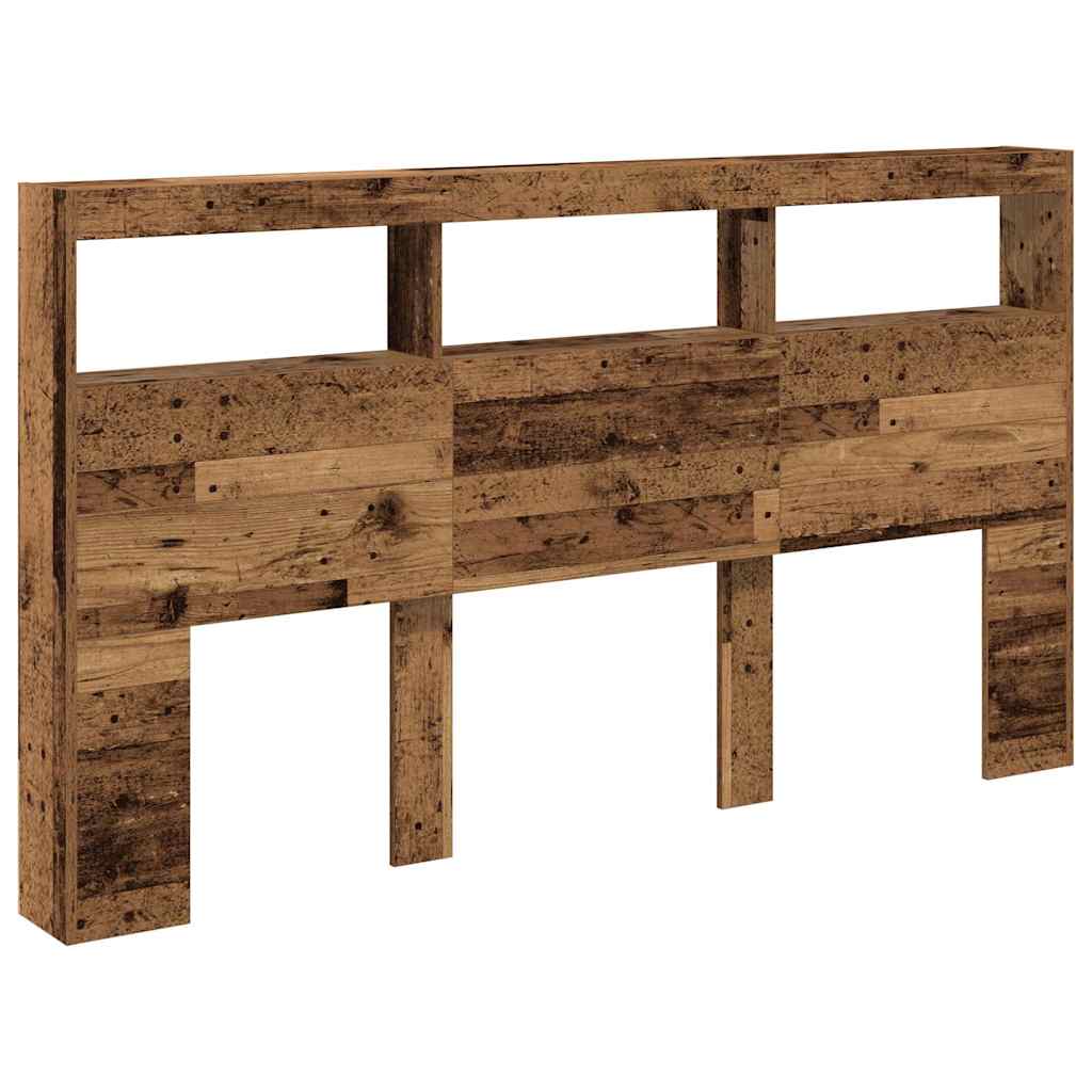 Hoofdbordkast met LED 180x17x102 cm oud hout is nu te koop bij PeponiXL, paradijselijk wonen!